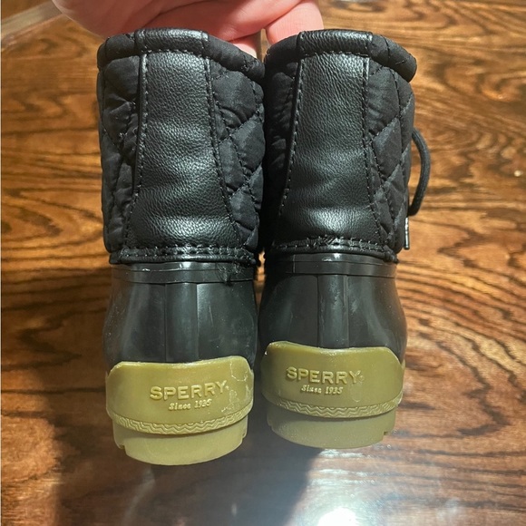 Sperry Saltwater Duck Rain Boot Waterproof Girls 3 Black Used MSRP $75 - Picture 2 of 6